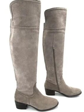 Vince Camuto Taupe Gray Suede Over-the-Knee Boots